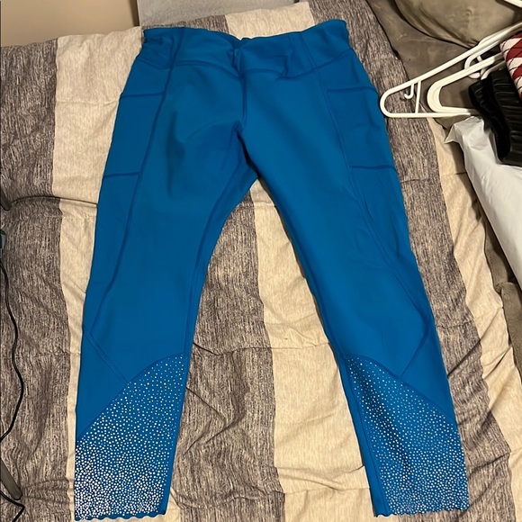lululemon athletica Pants - lululemon athletica Blue Leggings with Silver Accents